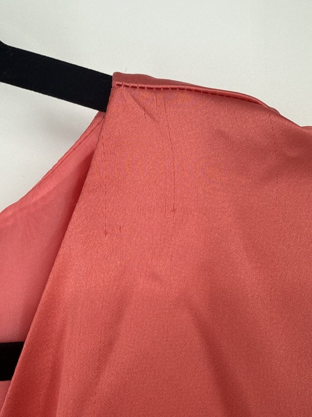 ASOS DESIGN Curve Size US 16 Coral wrap front batwing sleeve satin midi dress - Picture 8 of 16